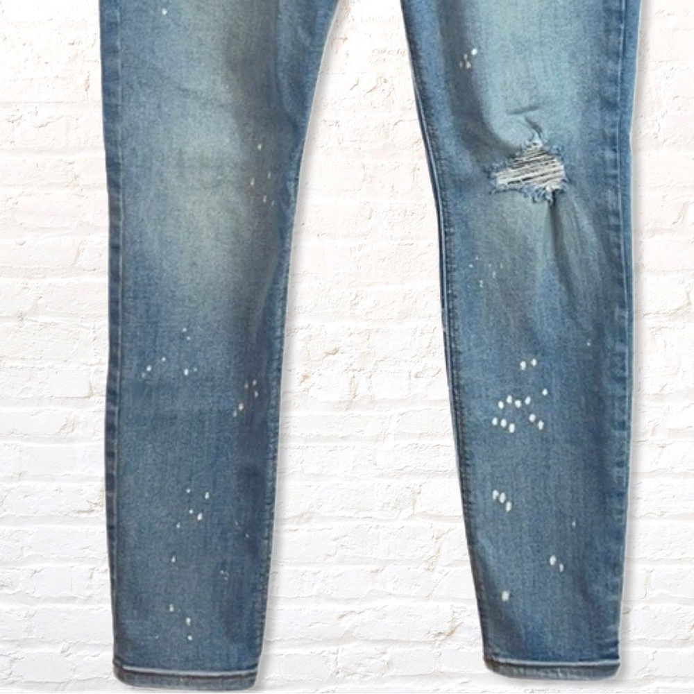 Old Navy Rockstar Distressed Super Skinny Jeans Size 8 Petite Bleach Splattered - Picture 5 of 8